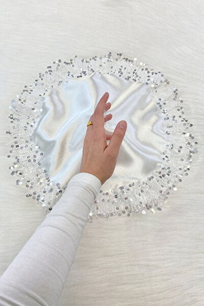 ZEYMERADE Beyaz Gelin Damat Mendili, Işıl Işıl Pul Ve Boncuk İşlemeli, Düğün ...