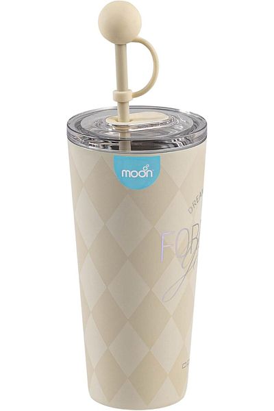 Moon Double Wall Smoothie Cup With Straw 86x86x206mm 473ml / 16oz-White