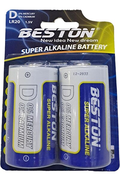 Beston بطارية قلوية فائقة D - عبوة من قطعتين