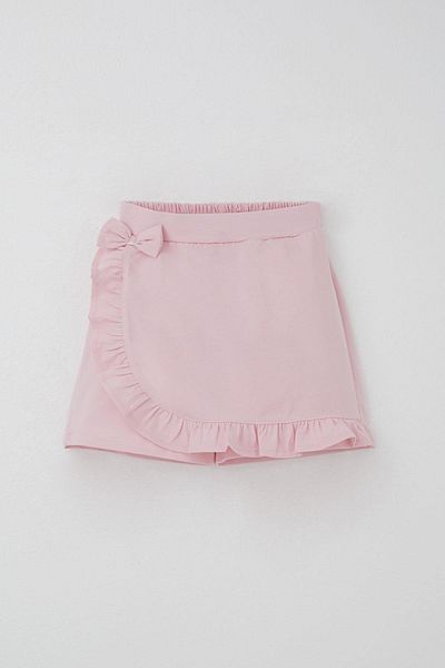 Breeze Girl's Shorts Skirt with Bow Accessory and Ruffles 6-10 Years, Pink