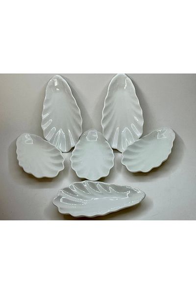 ByCaretta Porcelain Turkish Delight Bowl Coffee Side Sugar Bowl Large Oyster Snack Bowl Set of 6 14 cm 92358