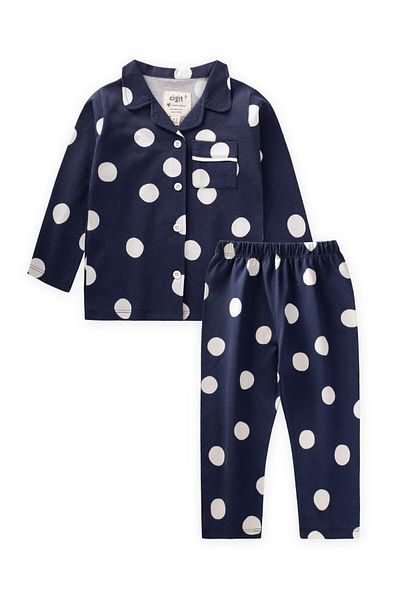 Cigit Set pijamale cu buline 8-12 ani Bleumarin