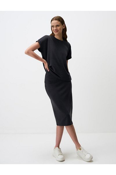 Jimmy Key Regular Waist Basic Midi Skirt