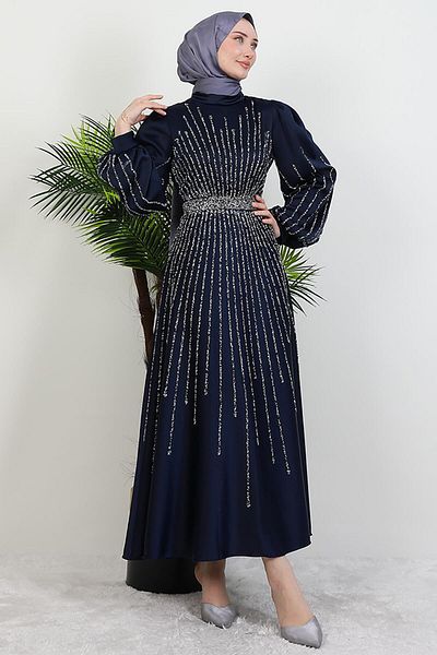 GİYZAMİLA Βραδινό φόρεμα Madame Giyza Navy Blue