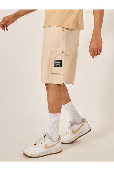 Styli Rip Stop Cargo Oversized Shorts with Pocket Badge Detail