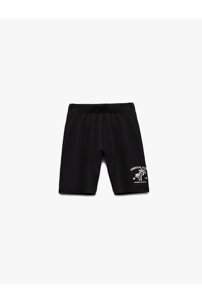 Koton Cotton Elastic Waist Palm Print Detailed Shorts