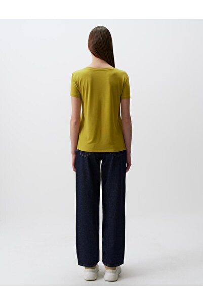 Jimmy Key Straight Cut V-Neck Short Sleeve Basic Knitted T-Shirt