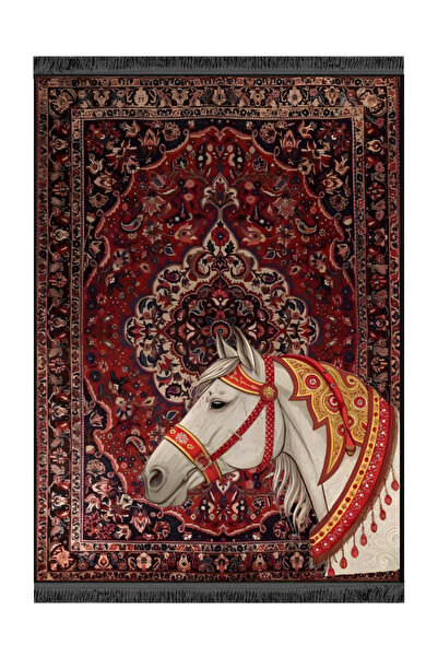Rugs Modern Halı Nilla Koleksiyonu Antik Desenli Beyaz At Detaylı Dokuma Taba...