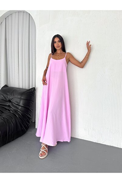 Dumy Βαμβακερό λουράκι με επένδυση Aerobin Άνετο φαρδύ φόρεμα