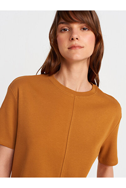 Dilvin 31218 Stitch Detailed T-Shirt-A.Tile