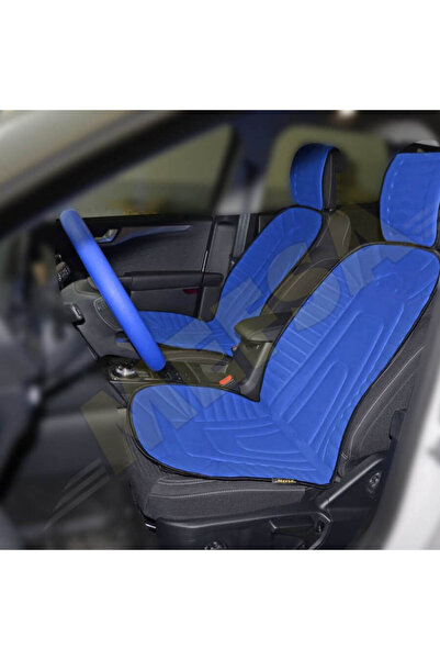 BTM OTOMOTİV وسادة مقعد السيارة الأمامية باللون الأزرق مكونة من قطعتين من قما...