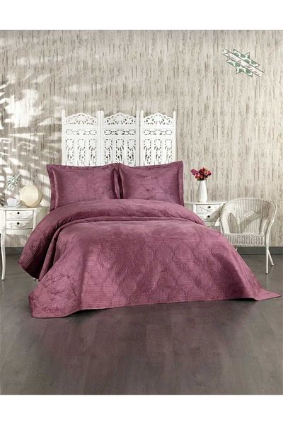 Evcimenhome Double Velvet Bedspread Ultrasonic Quilted 260Cmx240Cm Color: Plum