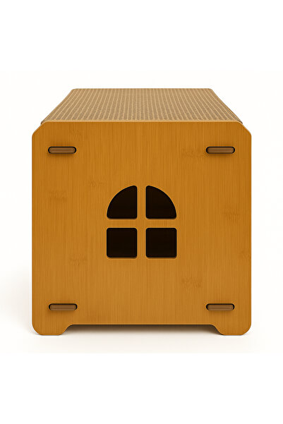Buntz Casuta din MDF pentru pisici cu placi de zgariat, Buntz, pentru interior, 59x28.5x35cm, Maro