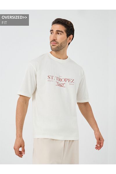 Styli Slogan Print Crew Neck Oversized T-Shirt