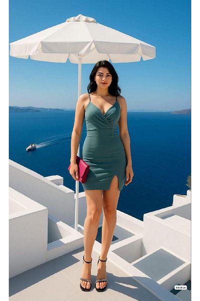 Modafeminen Μίνι φόρεμα με λουράκι με λεπτομέρεια σχισμής 581816 Mint