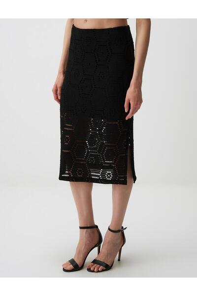 Jimmy Key Regular Waist Openwork Midi Skirt