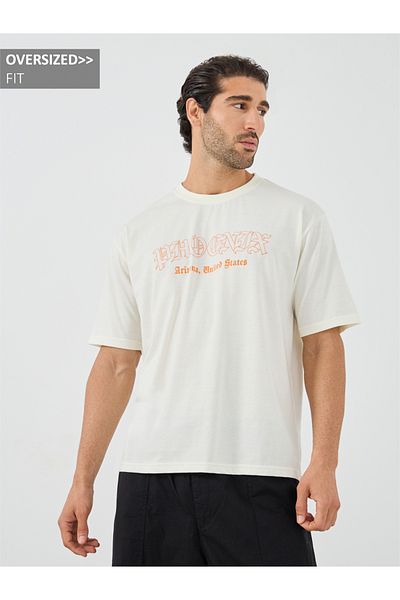 Styli Slogan Print Crew Neck Oversized T-Shirt