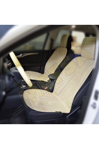 BTM OTOMOTİV وسادة مقعد السيارة باللون البيج الأمامية مكونة من قطعتين من قماش...