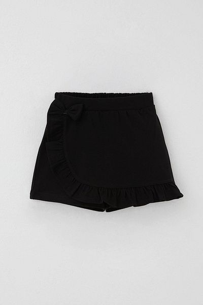Breeze Girl's Shorts Skirt with Bow Accessory and Ruffles, Age 3-8, Black