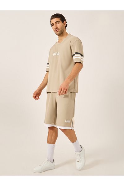 Styli Nasa Print Oversized Dual Layered Shorts