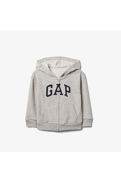 GAP Relaxed Fit Zippered Children's Gray Sweatshirt