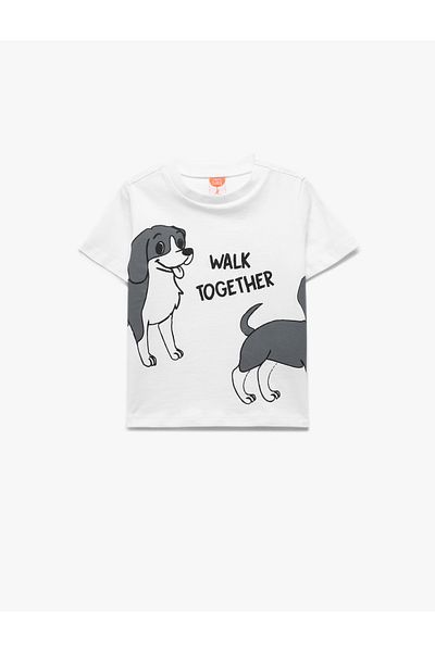 Koton Short Sleeve Crew Neck Cotton Printed T-Shirt
