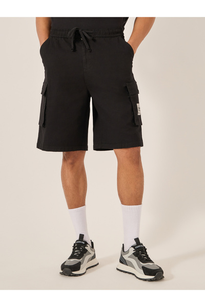 Styli Rip Stop Cargo Oversized Shorts with Pocket Badge Detail