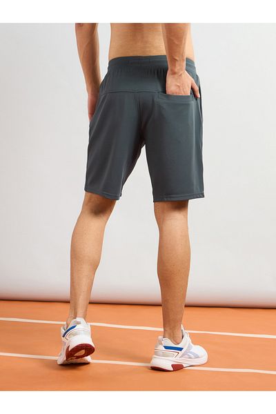 Technosport By Styli Solid Slim Fit Sports Shorts with Drawstring