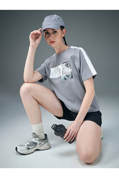 Technosport By Styli Graphic Print Crew Neck Stretch Crop T-Shirt