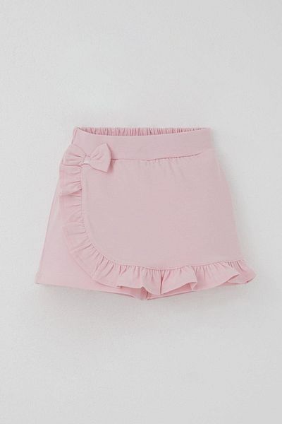 Breeze Girl's Shorts Skirt with Bow Accessory and Ruffles 3-8 Years, Pink