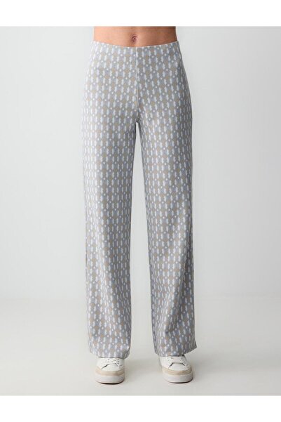 Jimmy Key High Waist Wide Leg Geometric Patterned Knitted Pants