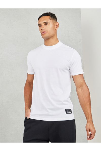 Styli Badge Detail Mock Neck Regular Fit T-Shirt