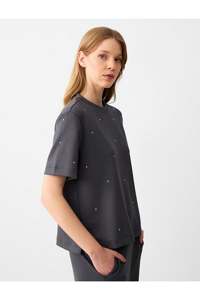 Jimmy Key Studded Detail Anhtracite Sweatshirt