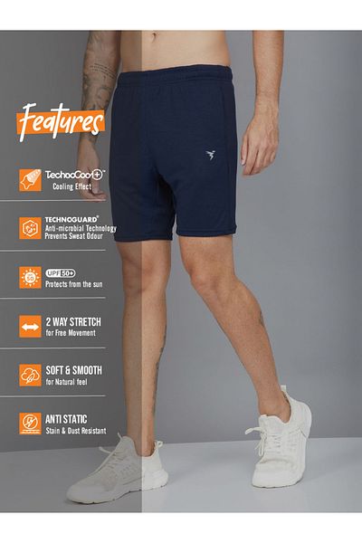 Technosport By Styli Men Solid Slim Fit Shorts with TECHNO DRY