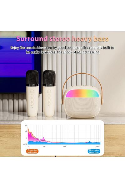 COOYA Karaoke Machine,Wireless Microphone and Speaker Set,with 2 Microphone,LED Light,for Party Outdoor