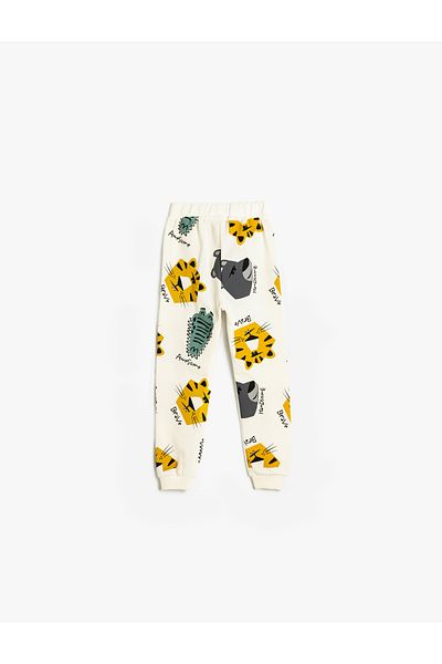 Koton Drawstring, animal printed detail, soft interior, cotton, jogger sweatpants