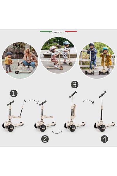 Elele Forte 3in1 Parent Controlled 3 Wheel Kids Scooter with Lighted Seat Black