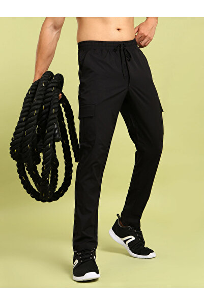 Technosport By Styli Men Solid Slim Fit Cargo Track Pants with TS FLEXI