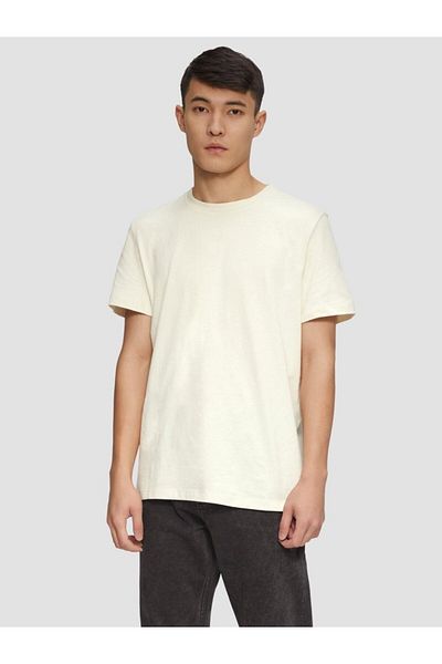 s.Oliver Men's Soft Cotton Crew Neck T-shirt, Regular Fit, Cream