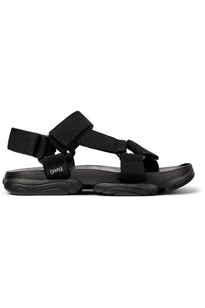 CAMPER Women's Black Hook And Loop Strap Sandals Lightweight Back-Tie Flat Sole Everyday Karst