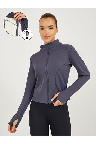 Styli Fleece Lining Contour Detail Zip Up Jacket