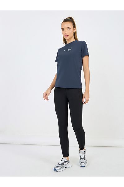 Styli Textured Chest Slogan Reflective Detail Short Sleeves Top