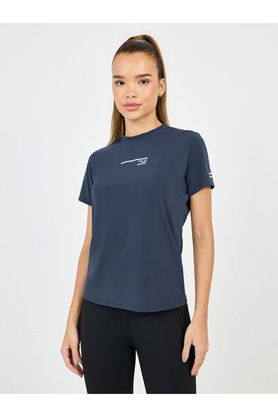 Styli Textured Chest Slogan Reflective Detail Short Sleeves Top