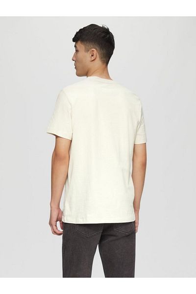 s.Oliver Men's Soft Cotton Crew Neck T-shirt, Regular Fit, Cream