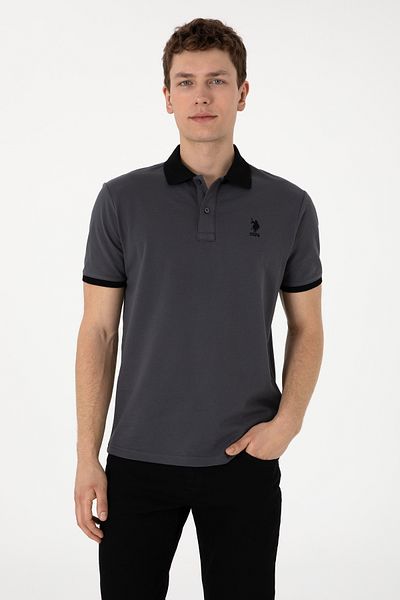 U.S. Polo Assn. Ανδρικό μπλουζάκι με κανονική εφαρμογή Polo Collar Anthracite Basic 50305989-VR006