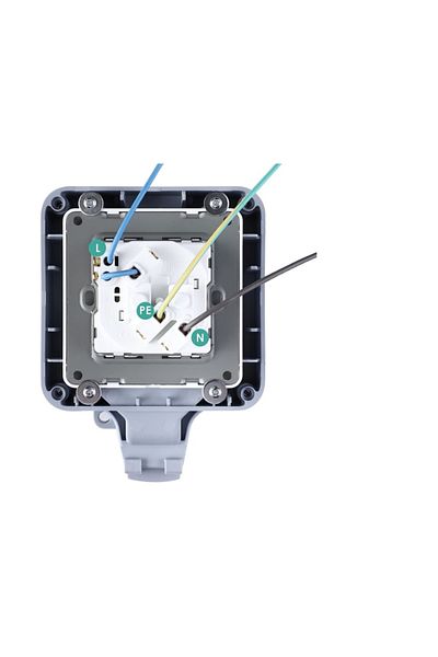 INNOVIX Outdoor Single Socket With Switch, 250v/16a, Ip66 Waterproof & Dustproof, Grey
