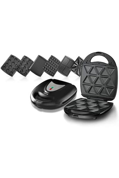 SAACHİ 7-in-1 Snack Maker with Removable Plates for Preparing Samosa, Donuts, Biscuits, Sandwiches, Waffles