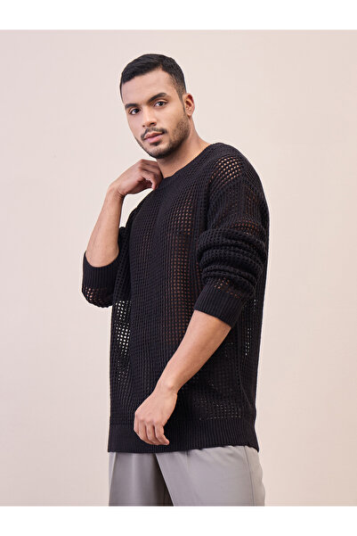 Mascln Sassafras By Styli Textured Oversized Crochet Sweater