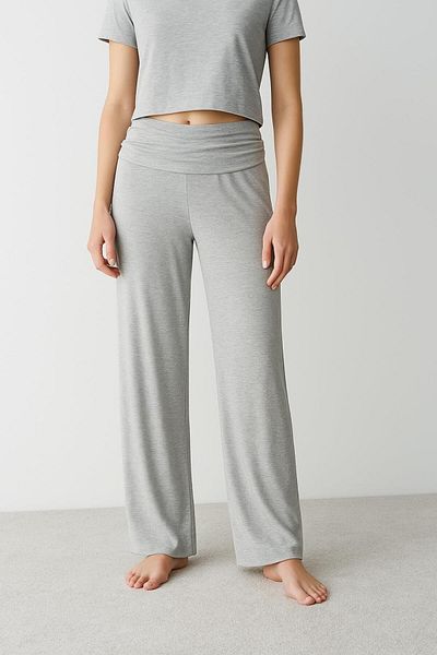 Artış Straight Leg Folded Waist Jersey Stretchy Viscose Trousers