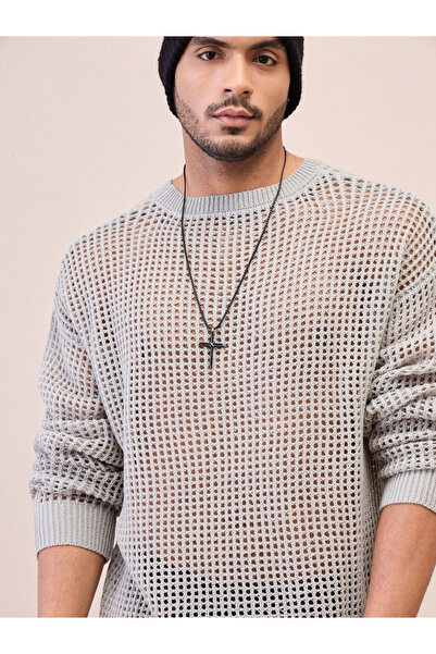 Mascln Sassafras By Styli Textured Oversized Crochet Sweater